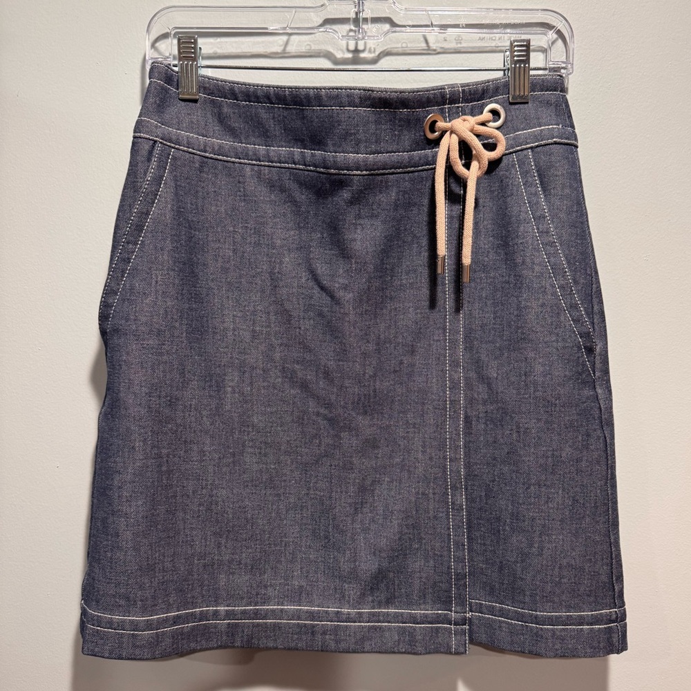 Ann Taylor Blue Denim Wrap Skirt with Drawstring